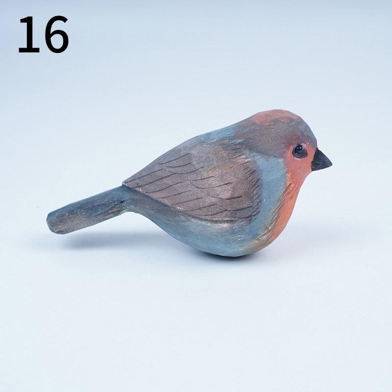Wooden Bird Ornaments | Handmade Carving Decor with Lovely Painting, Miniature Figurine for Art & Craft Enthusiasts